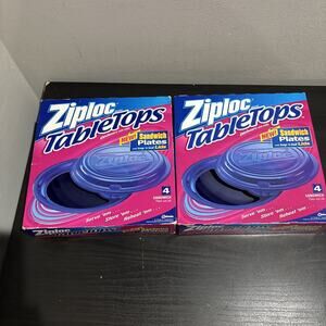 2x Ziploc TableTops Sandwich Plates & Snap ‘n Seal Lids NIB Sealed 4 Pack